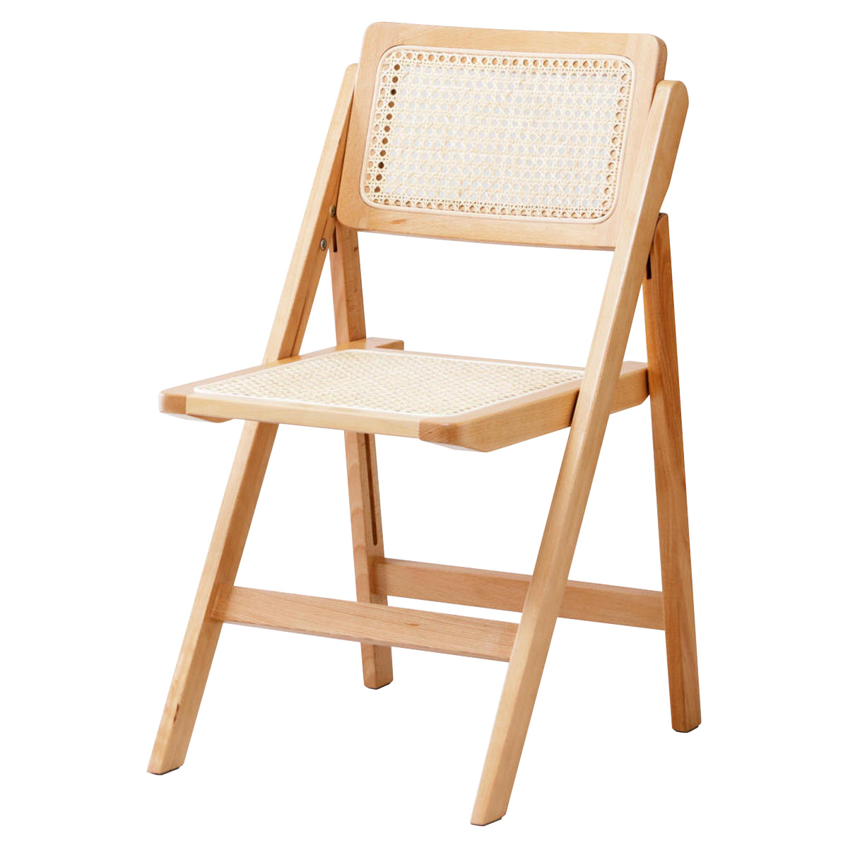 弘益 Mash チェア ラタン 座面高41.5cm 天然木 折りたたみ （ 椅子