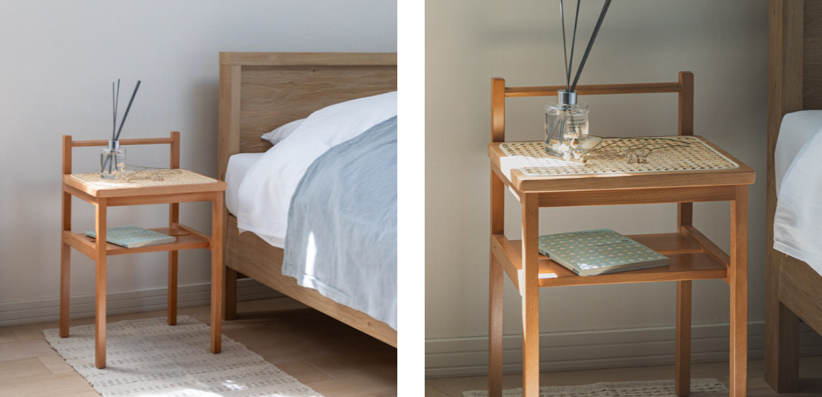 弘益 Mash サイドテーブル ラタン 高さ53cm 天然木 （ 椅子 サイド