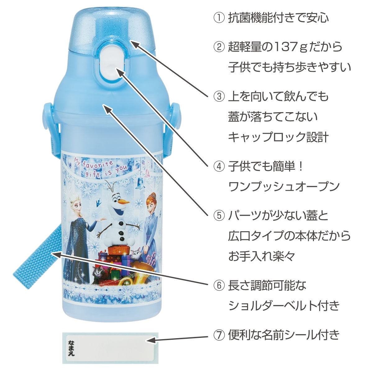 スケーター 水筒 480ml 抗菌直飲プラボトル アナと雪の女王24 （ アナ