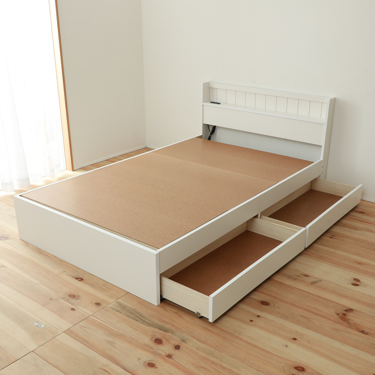 収納付きベッド セミシングルフレーム（白色） 収納付きベッド セミシングルフレーム（白色） 収納付きベッド セミ