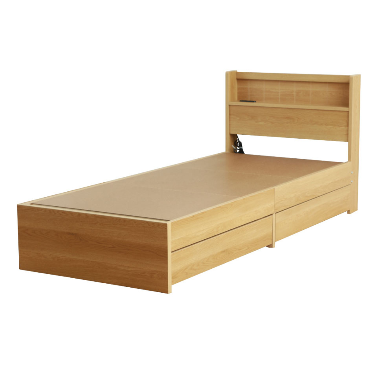 収納付きベッド 小さめ ショートセミシングル 81×192cm 引出し2杯 宮棚