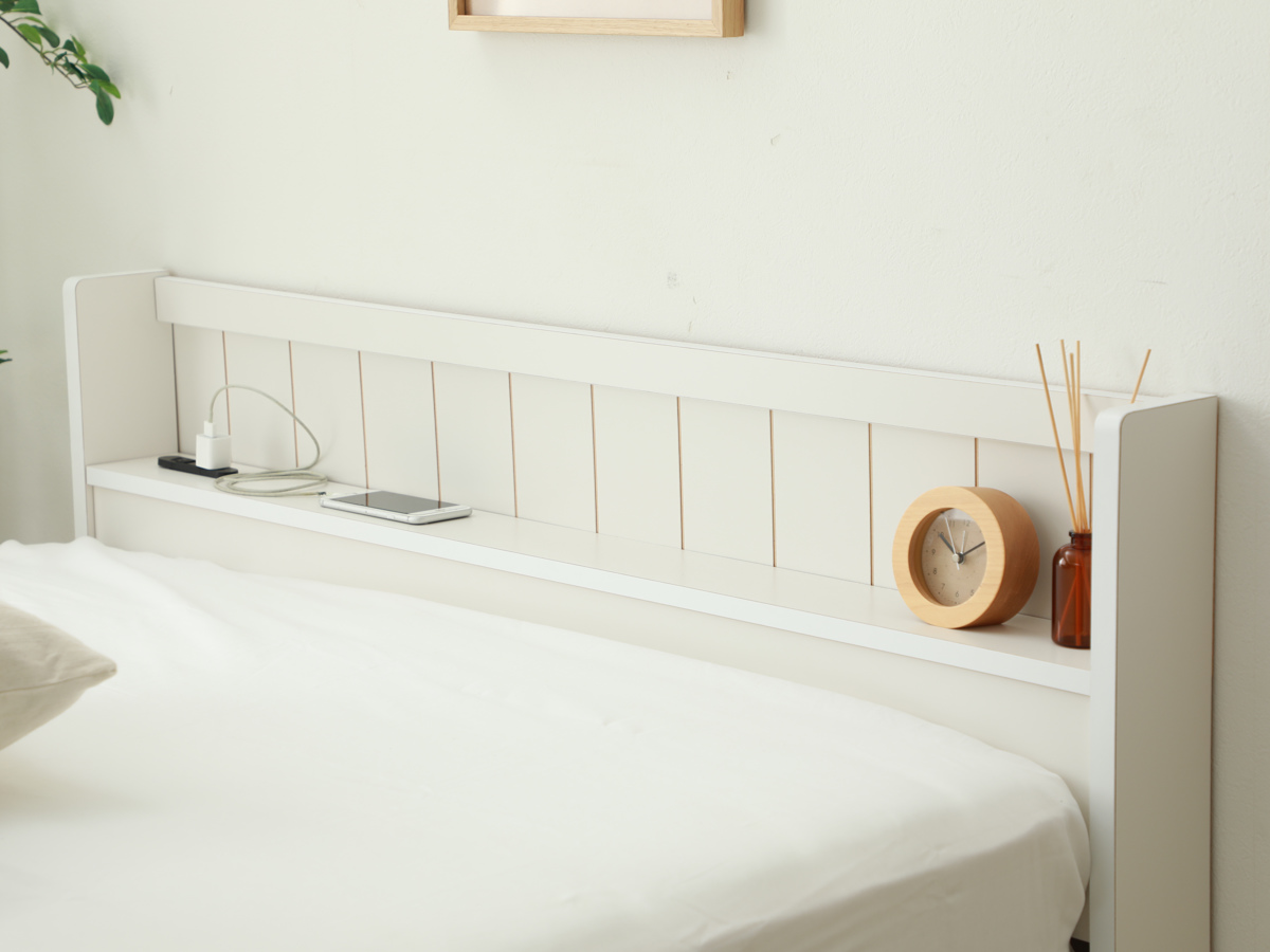 収納付きベッド セミダブル 引出し2杯 宮棚 2口コンセント 日本製