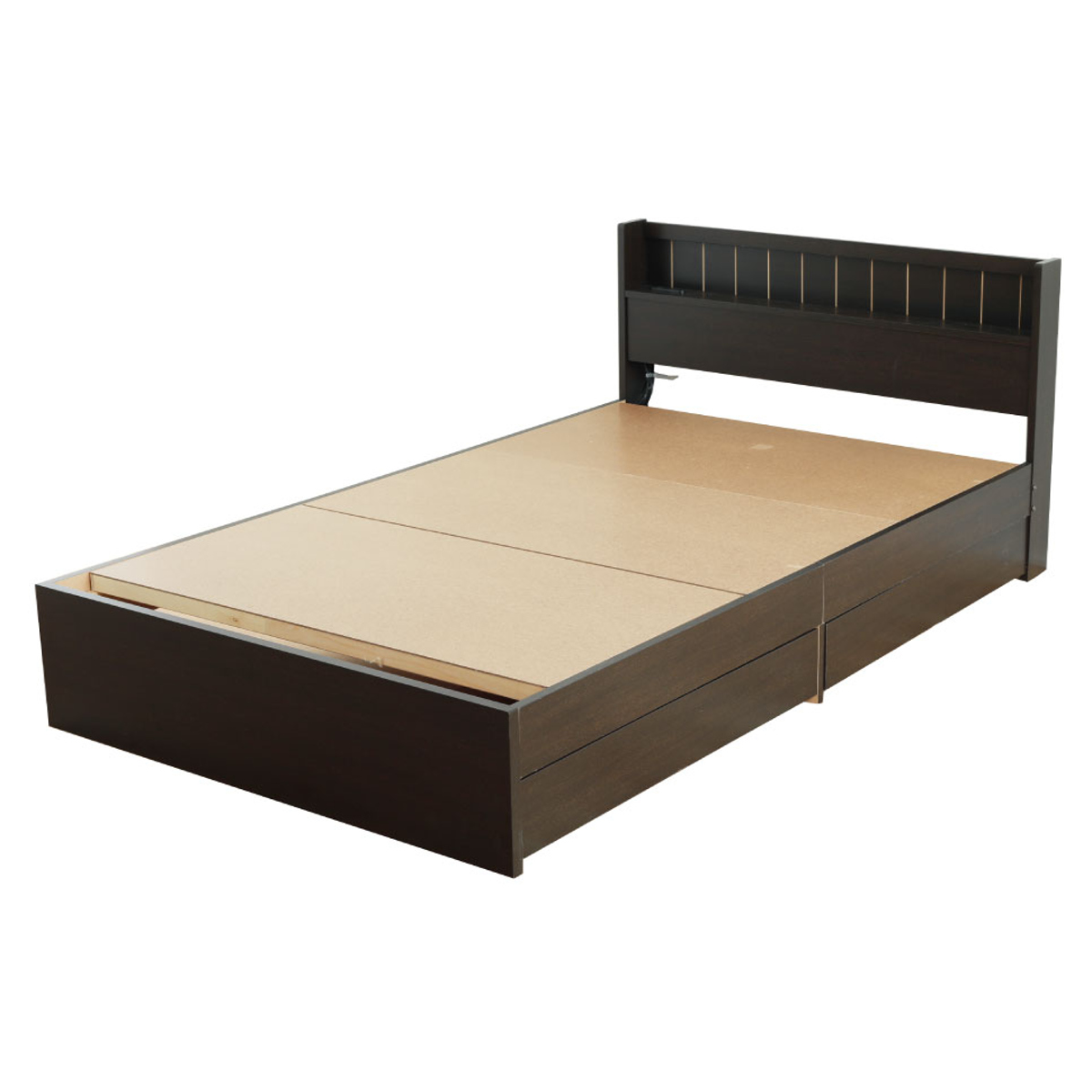 収納付きベッド セミダブル 引出し2杯 宮棚 2口コンセント 日本製