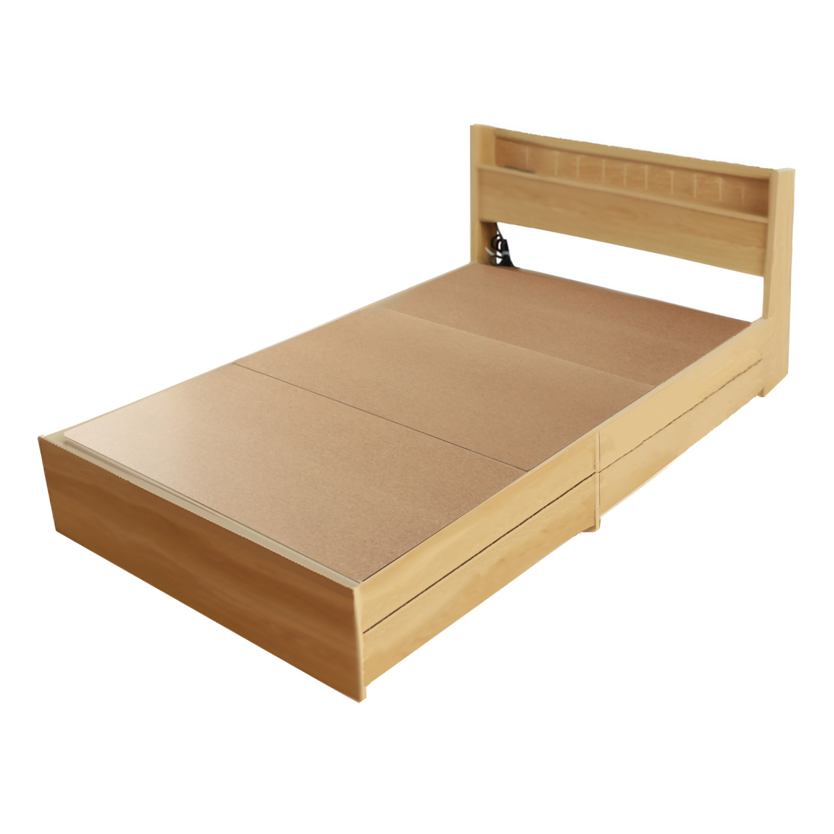 収納付きベッド セミダブル 引出し2杯 宮棚 2口コンセント 日本製