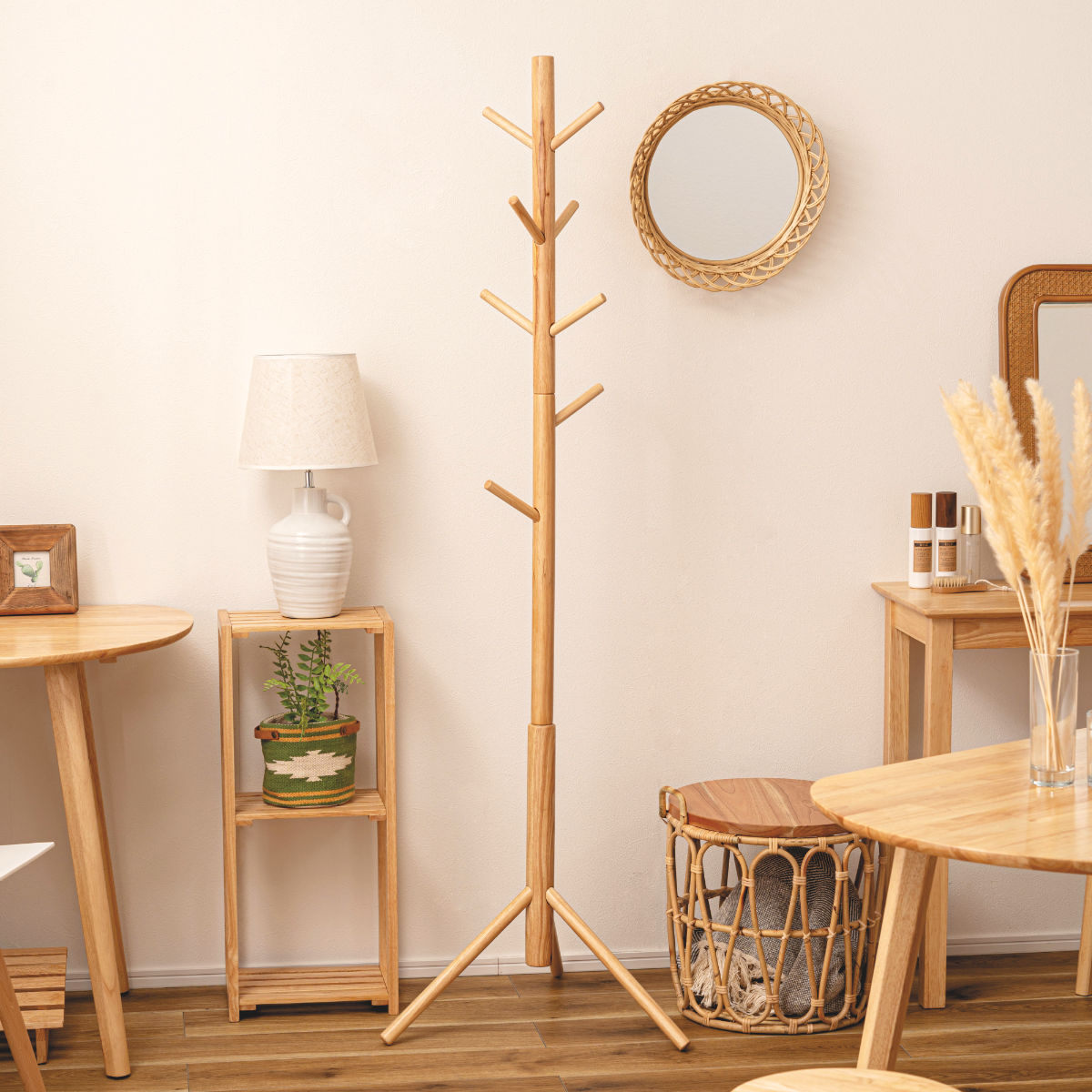 東谷 ポールハンガー 天然木 北欧風 幅50cm （ コートハンガー 木製