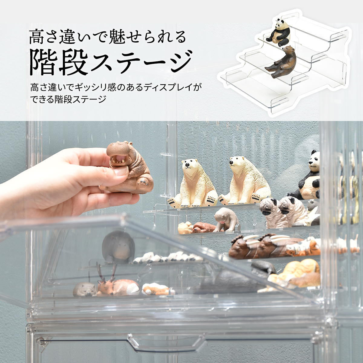 コレクションケース ラダー付き マルチクリアボックス 2個セット 収納