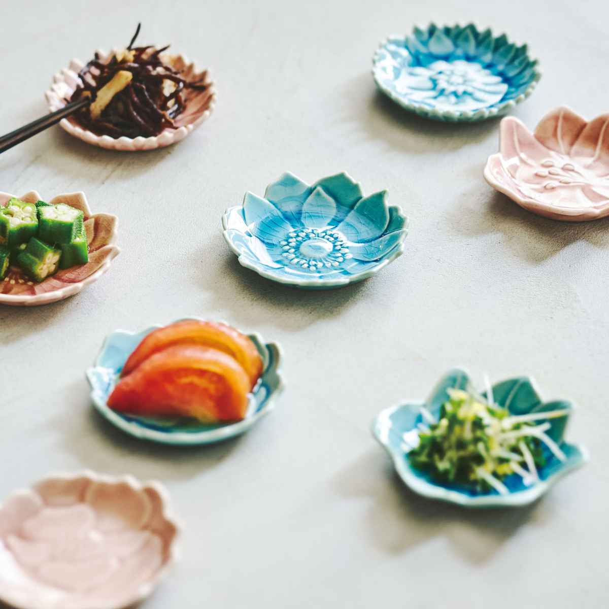 aito製作所 豆皿 ダリア 7cm 形 陶器 瀬戸焼 同色5枚セット （ 食洗機