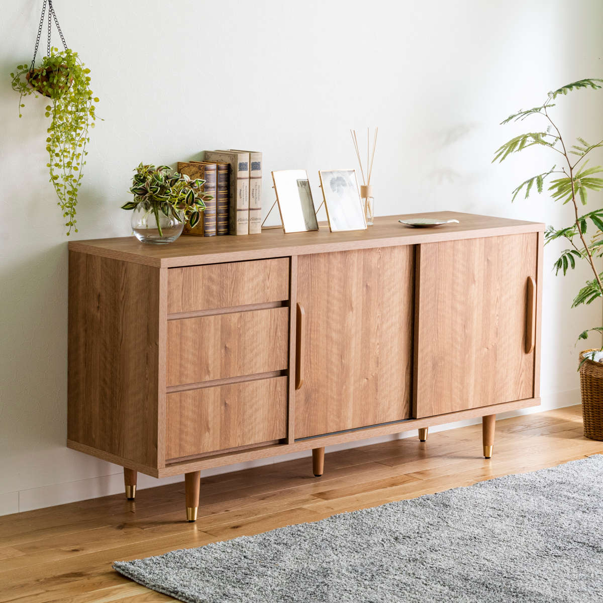 美品！レトロ　大型サイドボード　※直接お取引限定10,000円！※ サイドボード 幅150cm ナチュラルモダン 日本製 （ リビングボード 棚