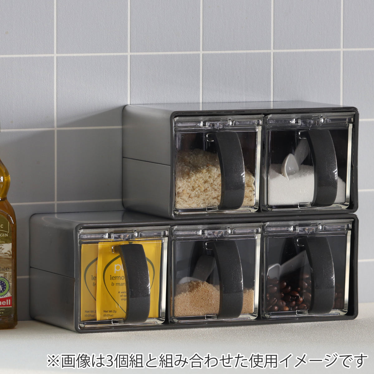 アスベル（ASVEL） 調味料ストッカー 2個組 ステンレス製ラック付き