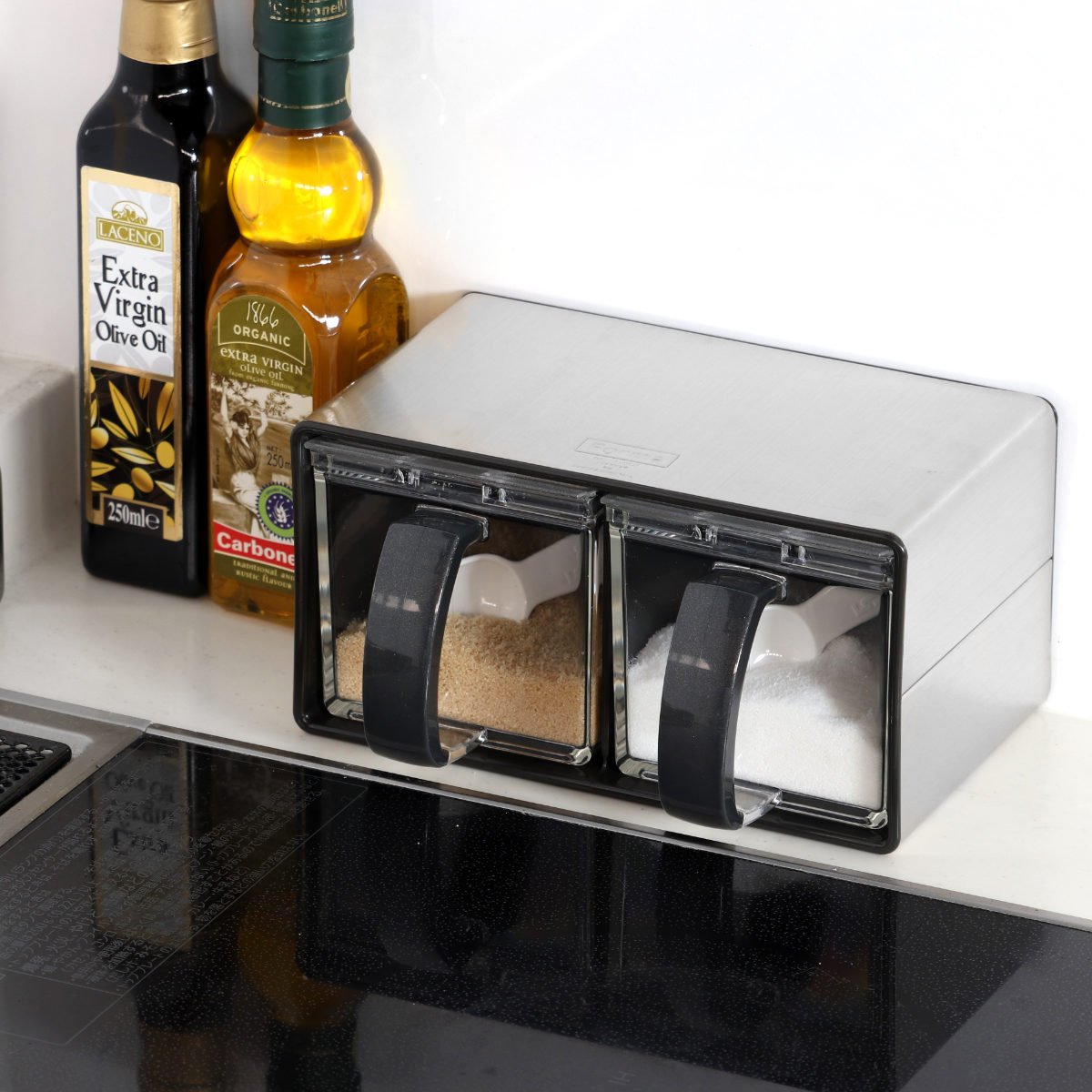 アスベル（ASVEL） 調味料ストッカー 2個組 ステンレス製ラック付き