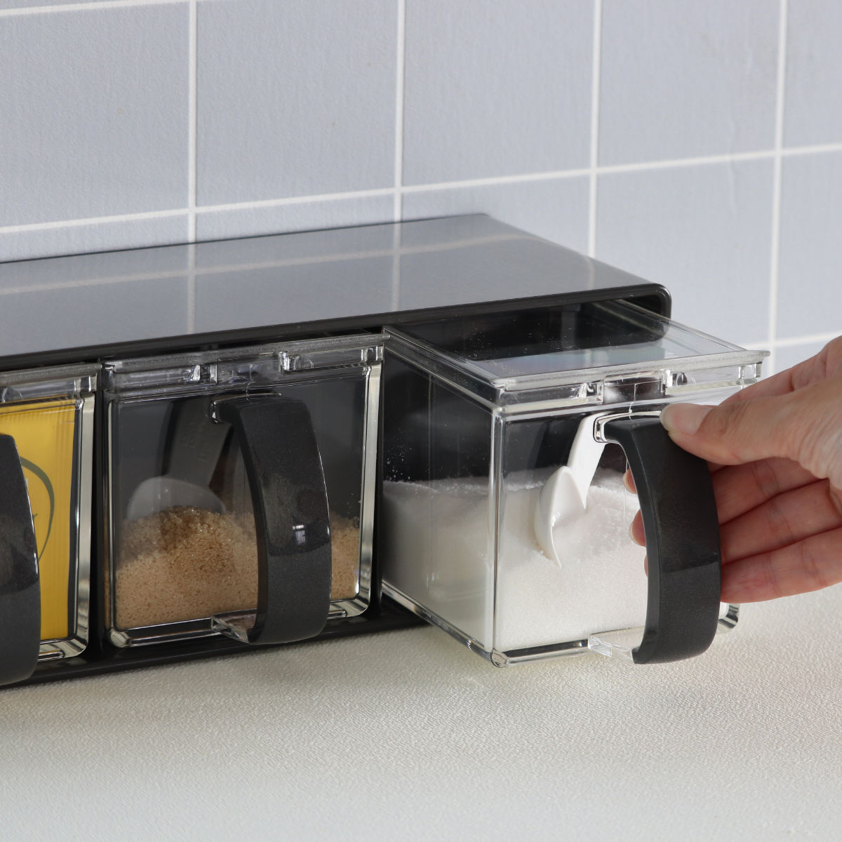 アスベル（ASVEL） 調味料ストッカー 3個組 ステンレス製ラック付き