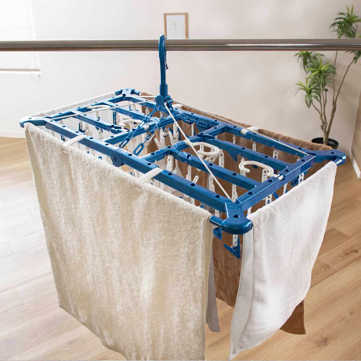 東和産業 角ハンガー LST タオルで隠し干しハンガー 52ピンチ （ 洗濯