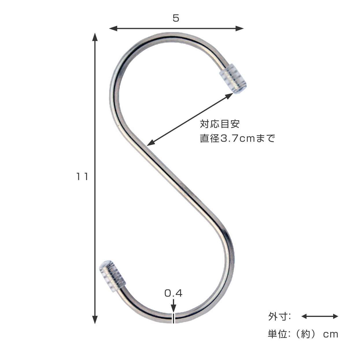 Ｓ字フック LEC フック S字フック ステンレス 大 6個入り 耐荷重9kg （ S字