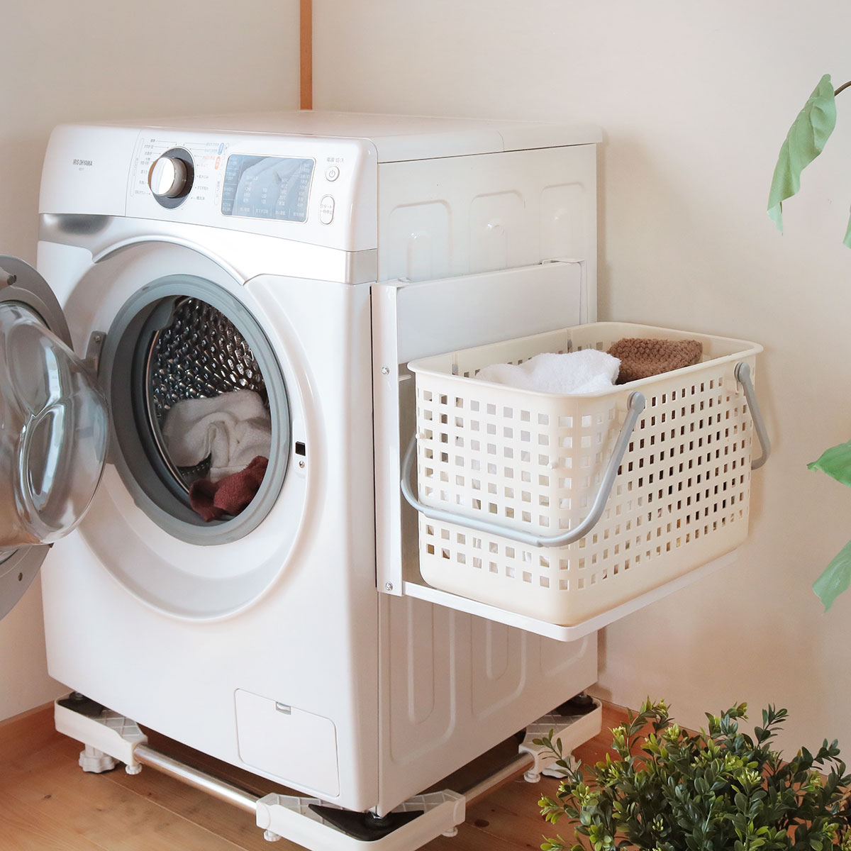 tower 山崎実業 洗濯機横マグネット折り畳み棚 タワー 2段