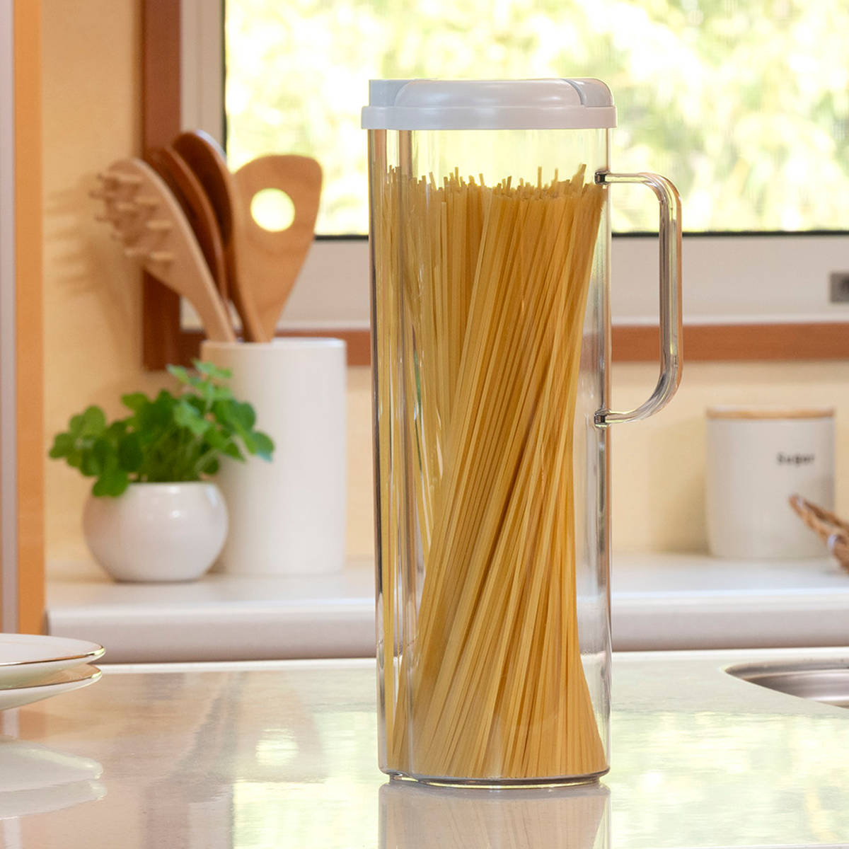 イノマタ化学 保存容器 1.6L パスタストッカー （ プラスチック パスタ