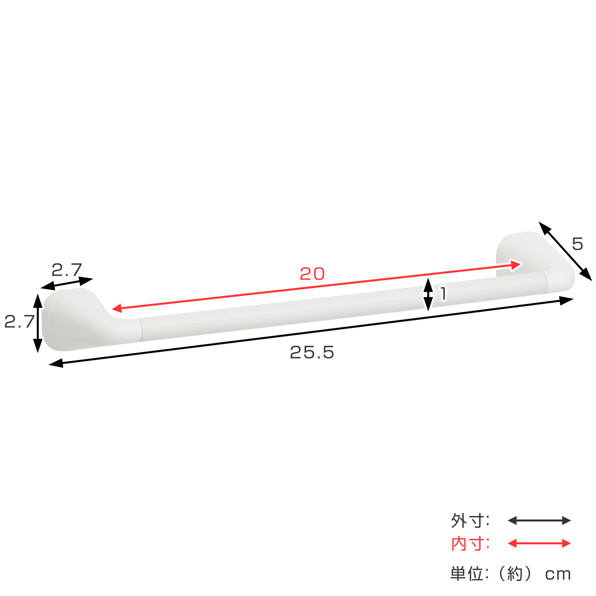 LEC（レック） タオル掛け 強力マグネットタオル掛け ミニ 全長25.5cm