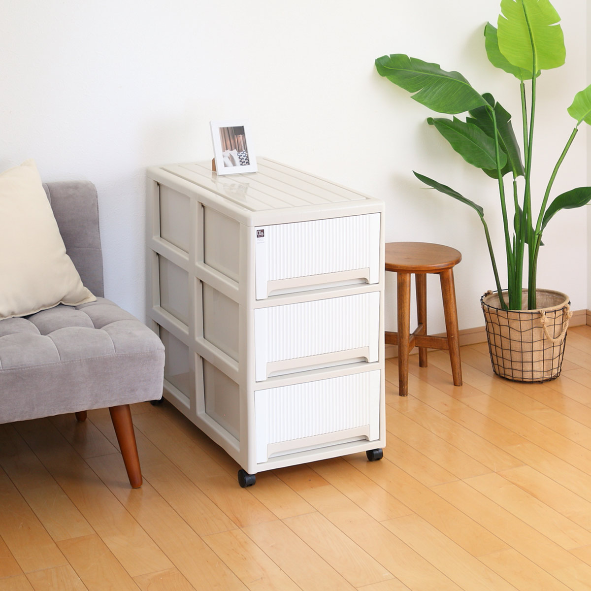 サンコープラスチック 収納ケース オーラ 7471 3段 引き出し （ 幅39