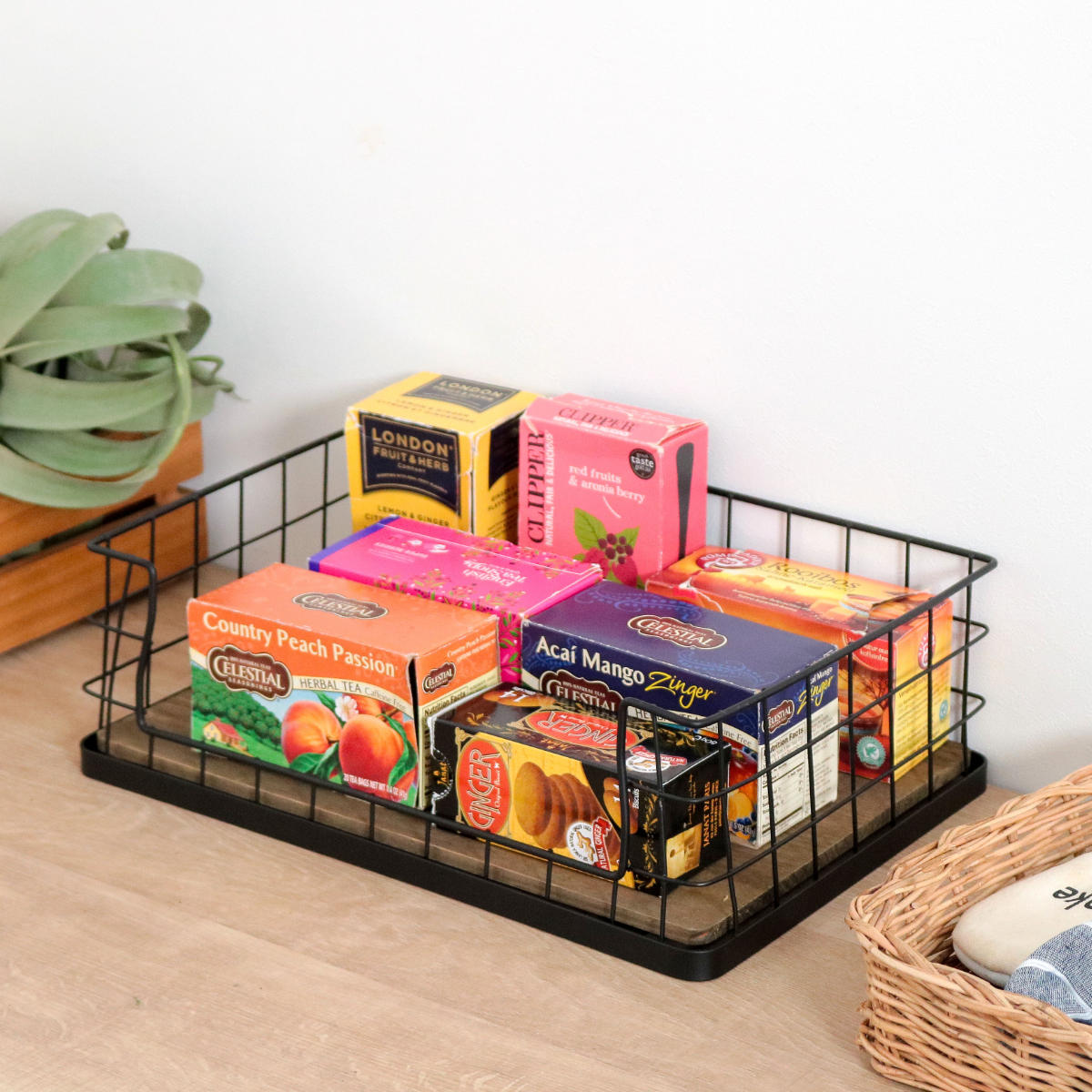 ちどり産業 バスケット スタッキングワイヤー収納 浅型 小物入れ （ 幅