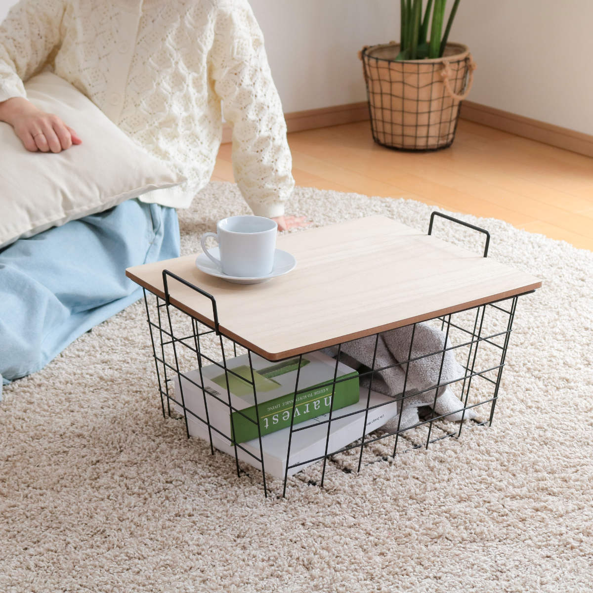 ちどり産業 バスケット テーブルバスケット ふた付き （ 幅46×奥行36
