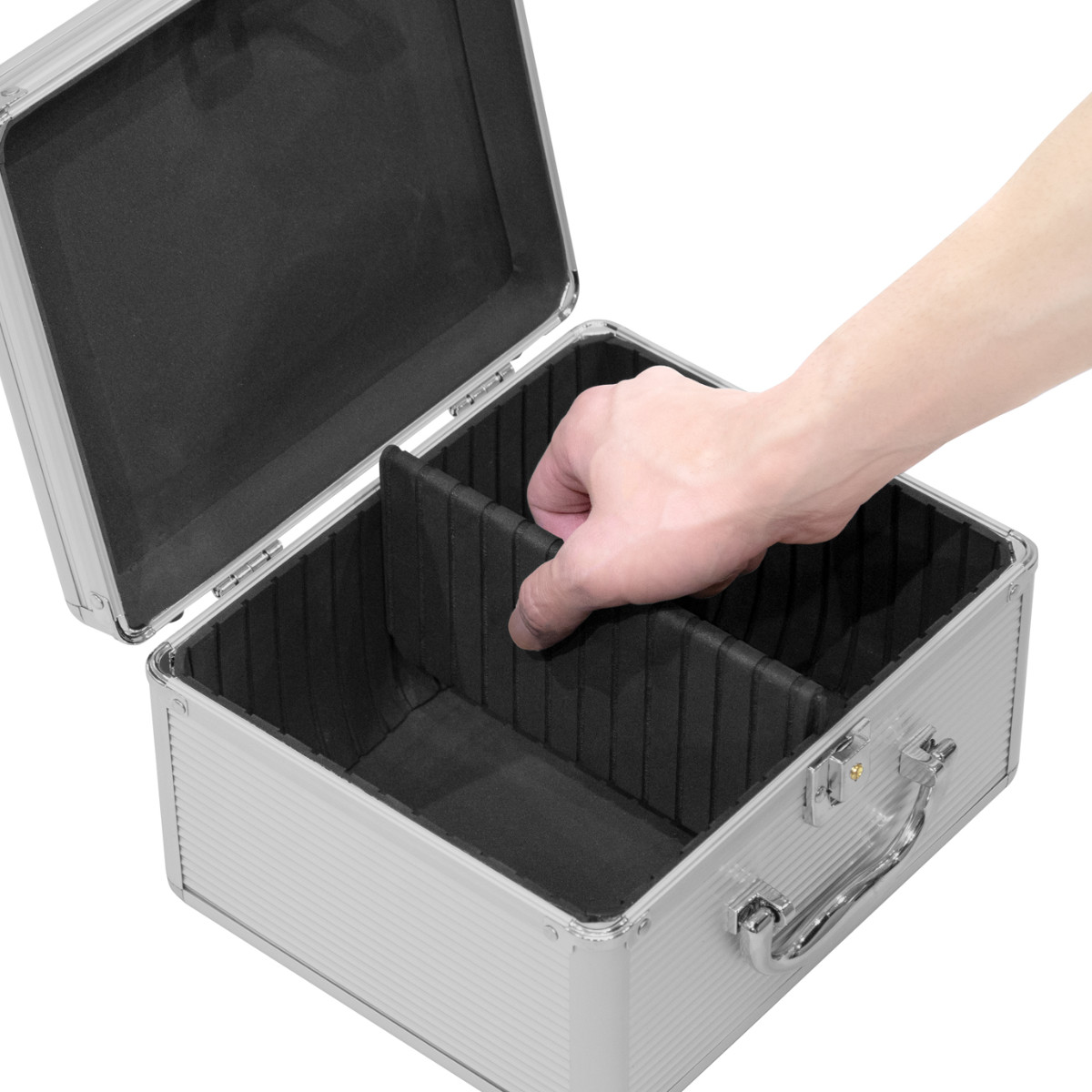 アルミケース 深型 AL-A002-F 工具箱 （ ボックス 収納 アルミ 小物収納 鍵付き 軽量 頑丈 幅25×奥行15×高さ23cm 収納ケース ツールケース 仕切り ） | JEJアステージ | 02