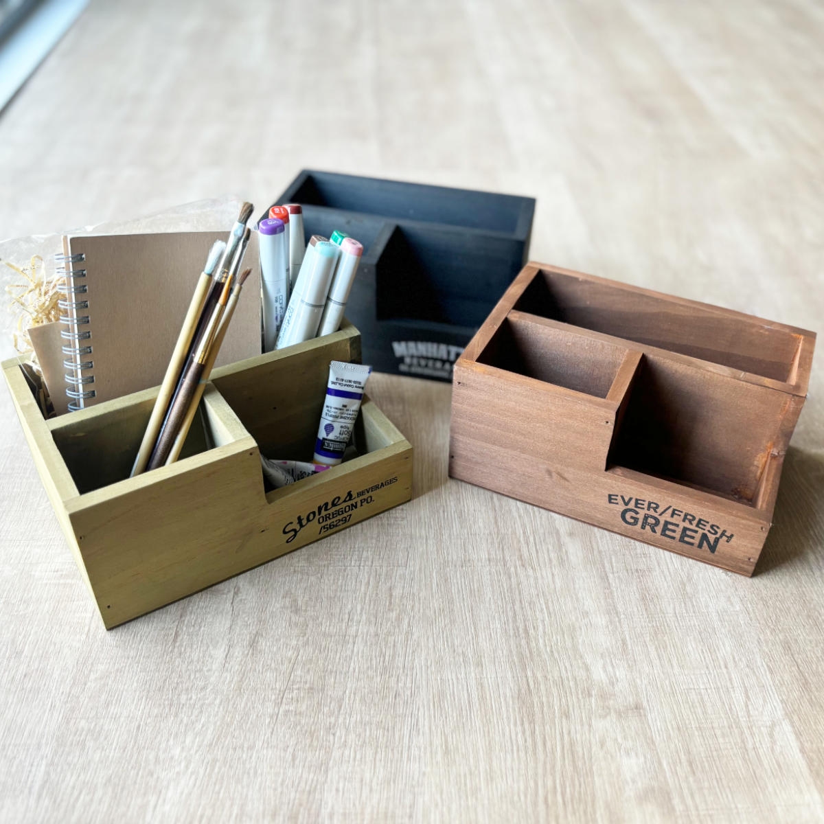 収納ボックス ポプラウッド デスクオーガナイザー 小物入れ （ 幅19.5