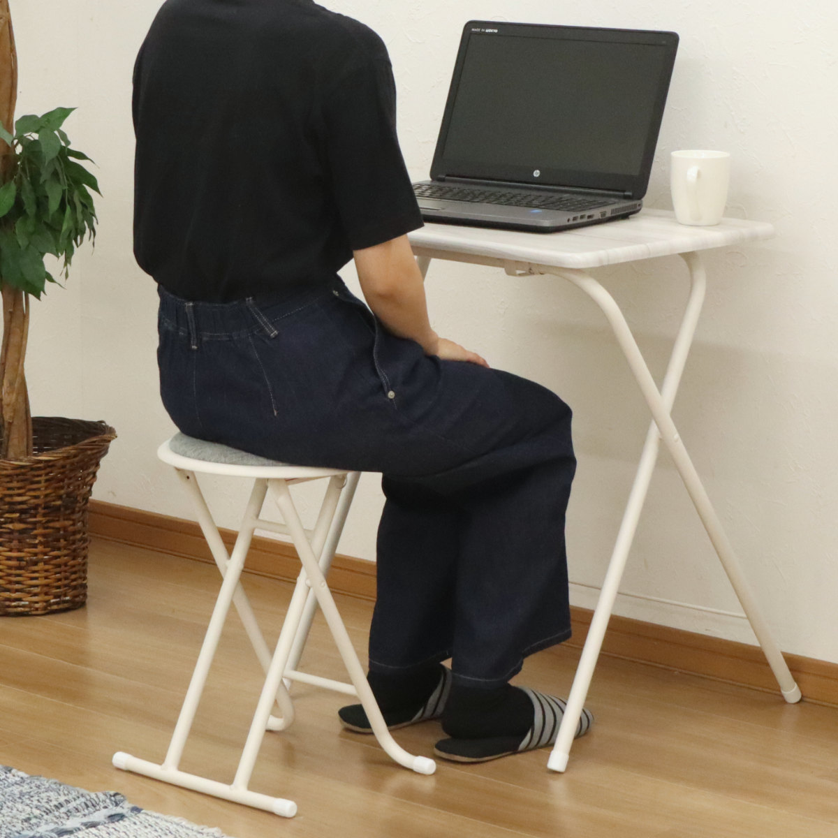 エイ・アイ・エス 折りたたみチェア テーブル セット 座面高47cm