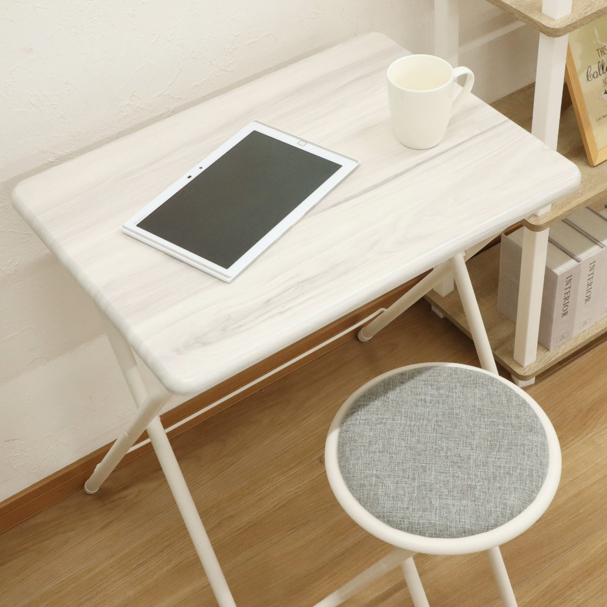 ホワイト木製折りたたみテーブル椅子セット 楽天市場】折りたたみデスク チェアセット 軽量 白 幅80cm リビング