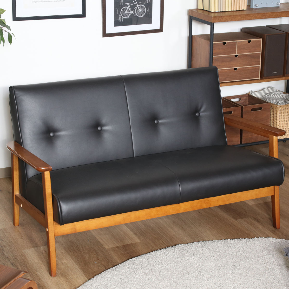 不二貿易（Fuji Boeki） ソファ 2人掛け 幅128cm バイキャストPUソファ