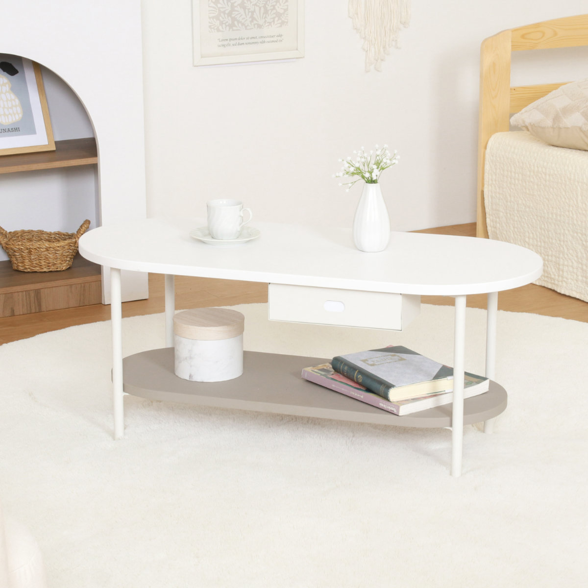 不二貿易（Fuji Boeki） センターテーブル 幅90cm ティッシュ収納付