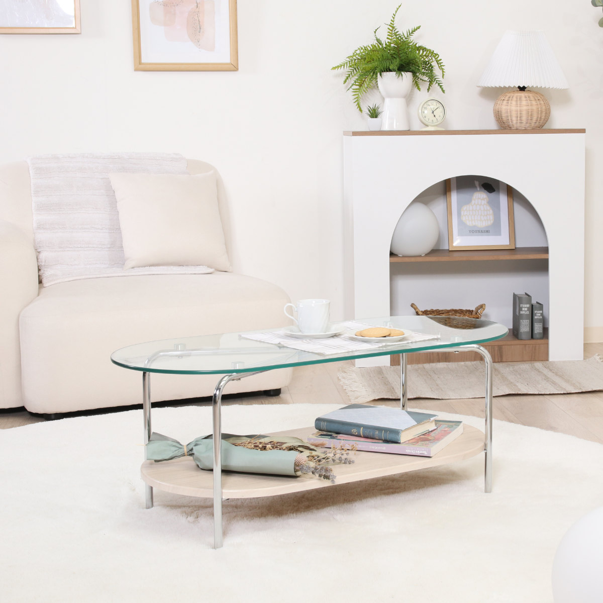 不二貿易（Fuji Boeki） センターテーブル ガラス 幅90cm Chamill