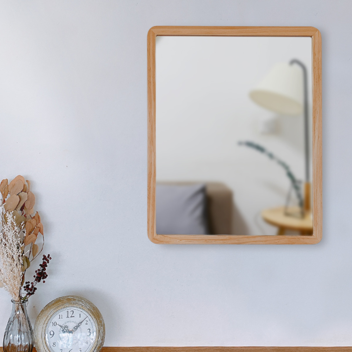 パラデック ウォールミラー 木製フレーム 40cm×48cm アコウスティック