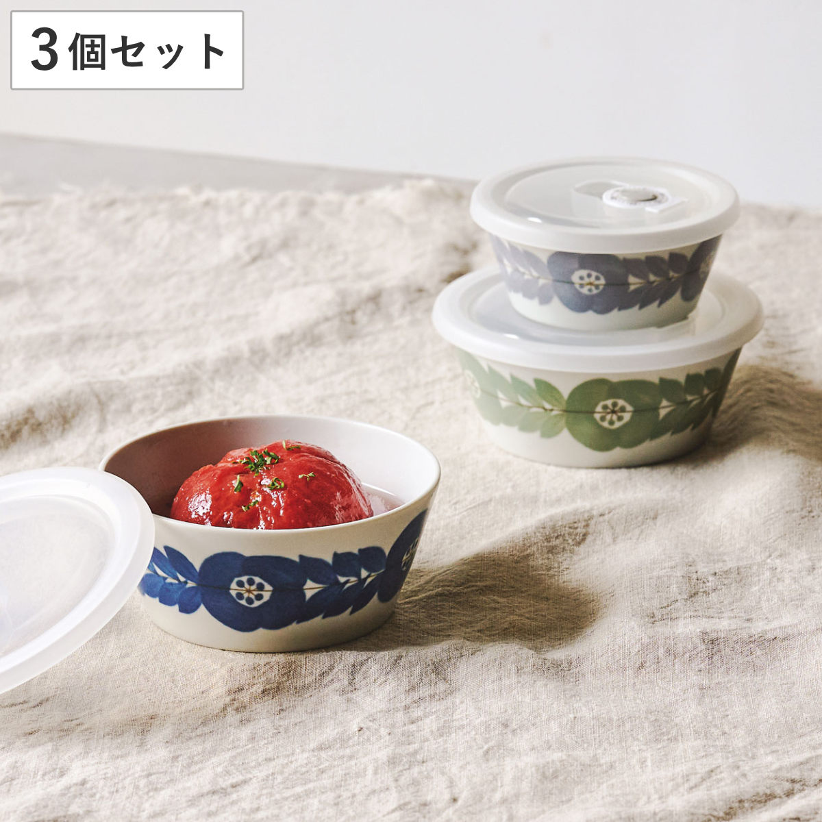 マロ理論 円形食品保存容器 4個セット aito製作所 保存容器 480ml 260ml ブロッサム レンジパック