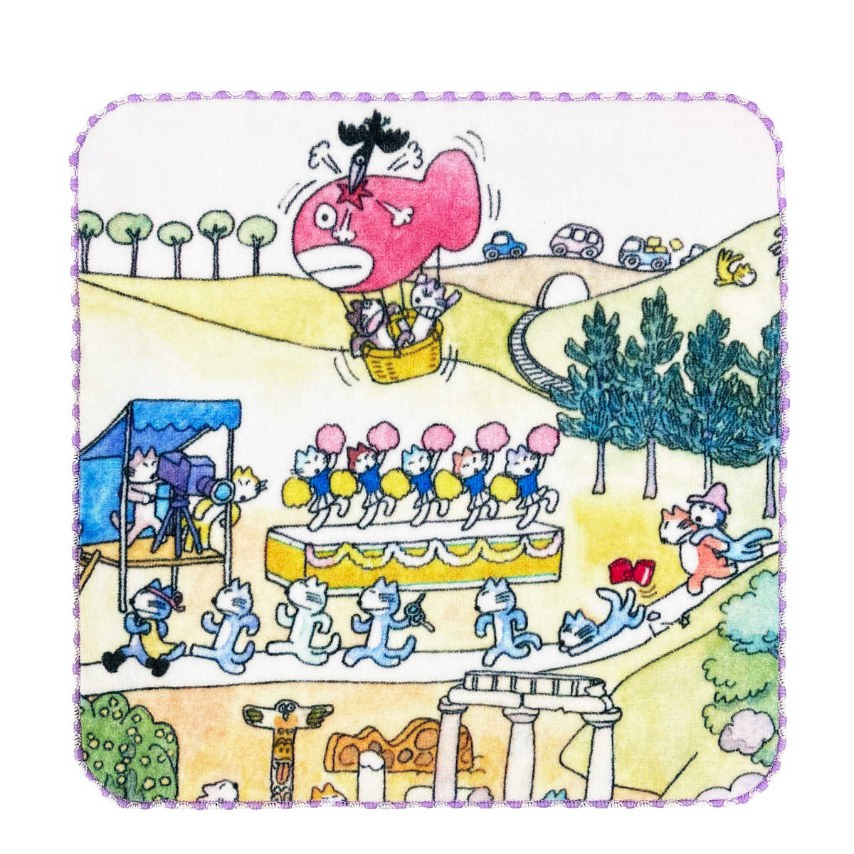 ミニタオル 25×25cm 11ぴきのねこ マラソン大会 （ タオル 綿100 汗