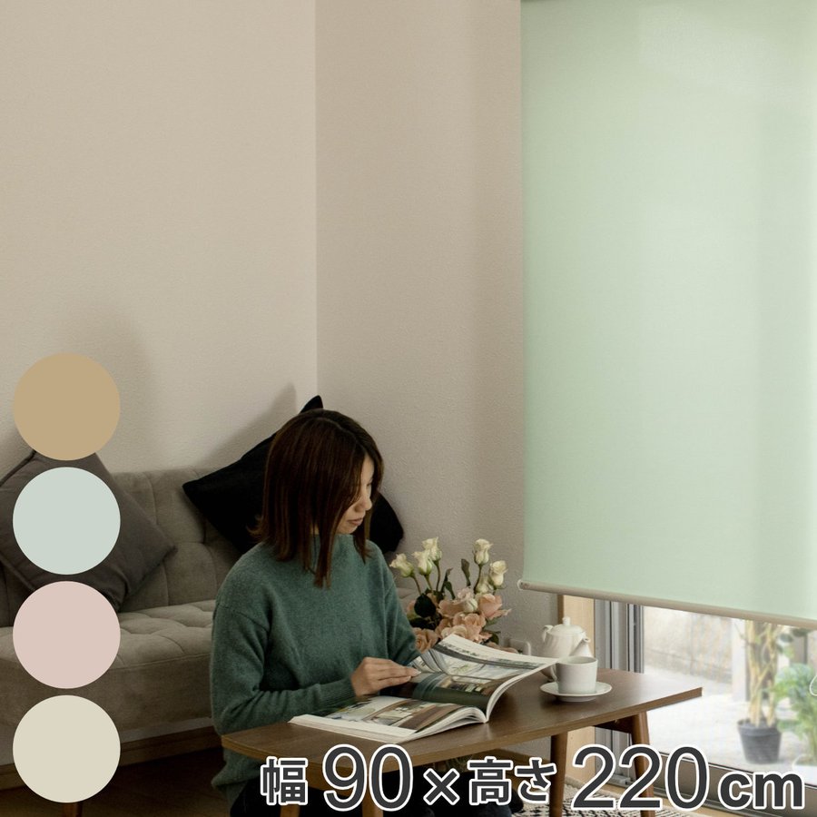 ロールスクリーン 90×220cm 無地 （ カーテン ロールカーテン