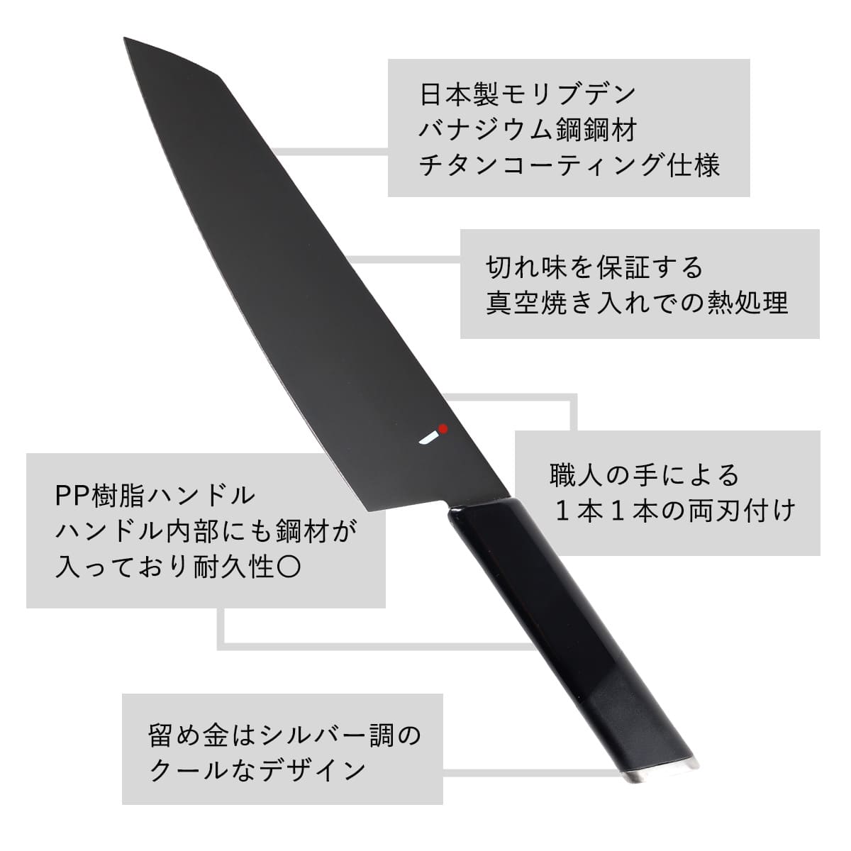 三徳包丁 18cm NiNJA cool kitchen ware 日本製 （ 18センチ 刃渡り 黒