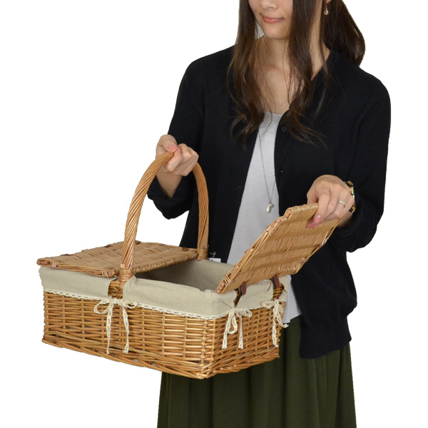 ちどり産業 ピクニックバスケット かごバッグ 煮柳バスケット ふた付き