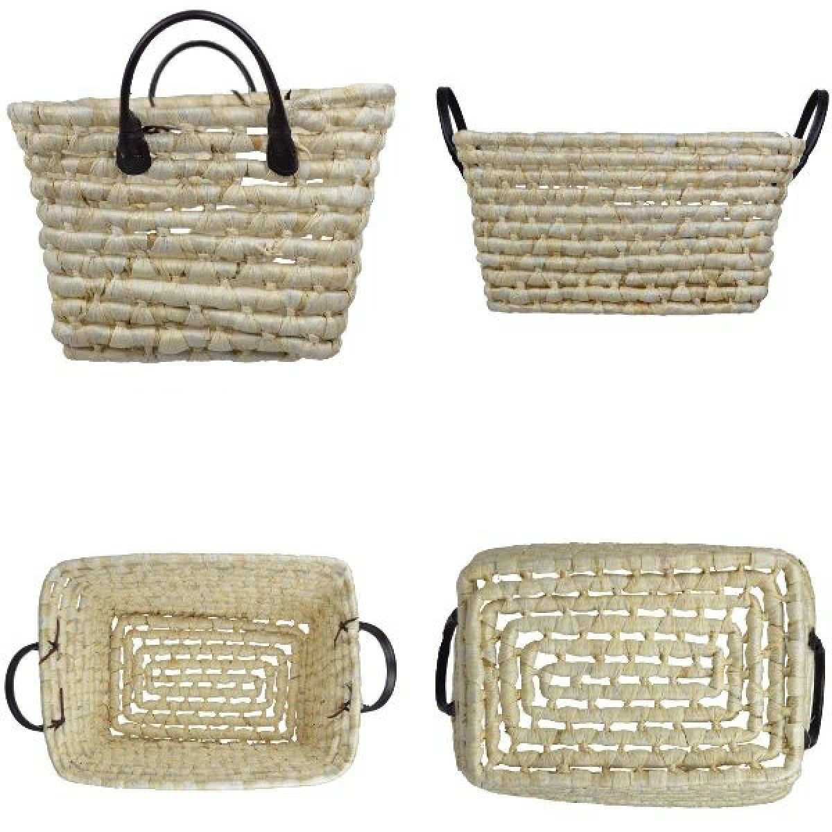 ちどり産業 かご ソフトバスケット メイズ 角型 持ち手付き （ 幅44