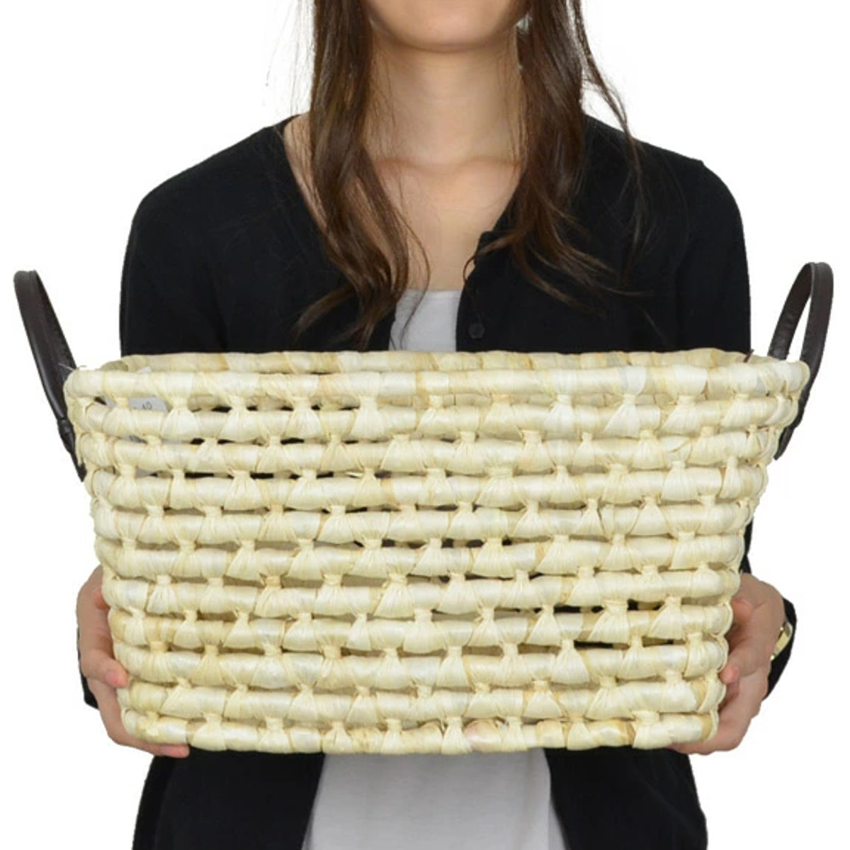 ちどり産業 かご ソフトバスケット メイズ 角型 持ち手付き （ 幅44