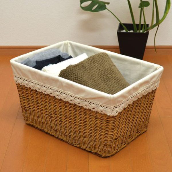 ちどり産業 バスケット 天然素材 レース Lサイズ 3個セット 収納 （ 幅