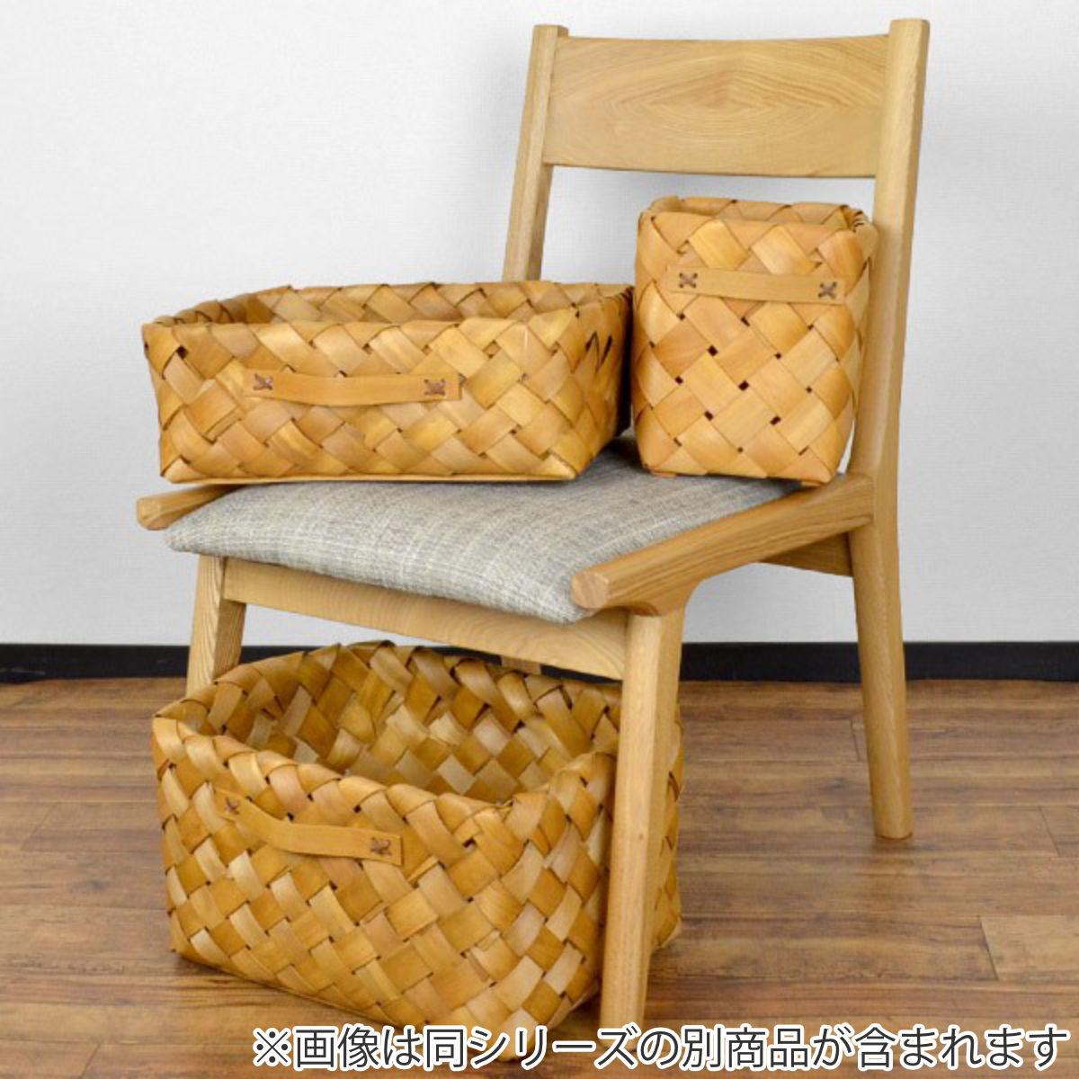 ちどり産業 バスケット カラーボックス対応 深型 ウッドチップ 幅36