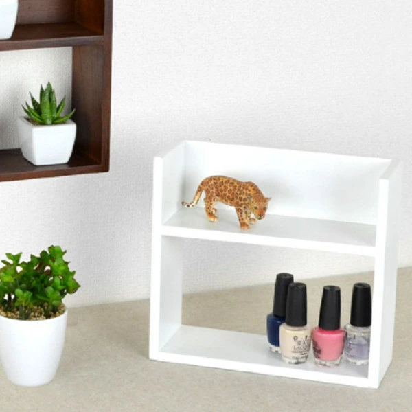 ちどり産業 ラック 幅24cm 2段 天然木 木目調 小物収納 ディスプレイ