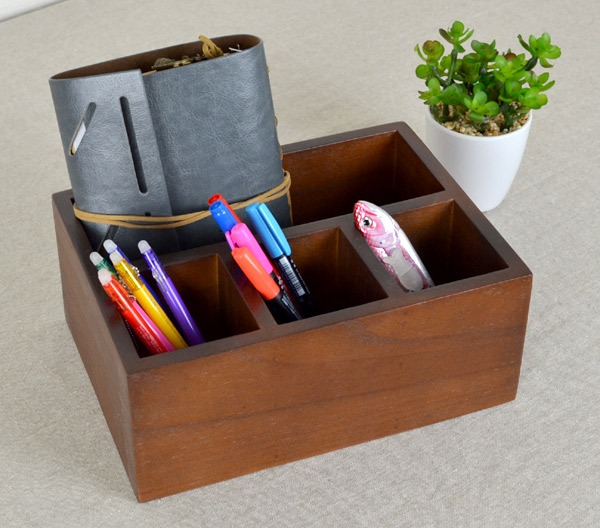 ちどり産業 小物収納 チェリーウッド デスクトップ ペン立て （ 収納