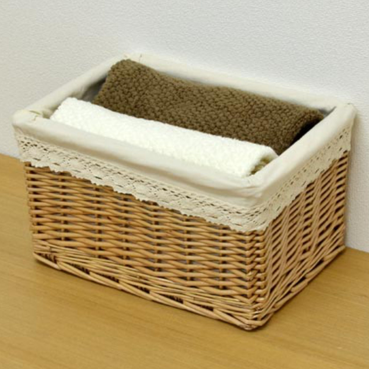 ちどり産業 かご カラーボックス 収納バスケット レース生地 インナー