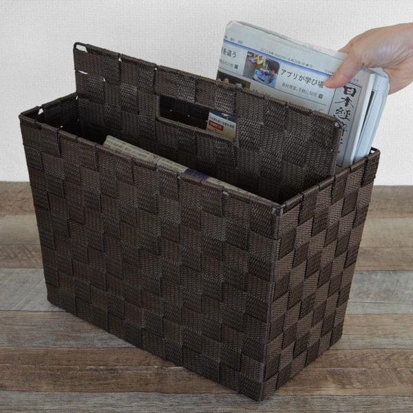 マガジンラック テープバスケット 持ち手付き （ 新聞 雑誌 本 収納