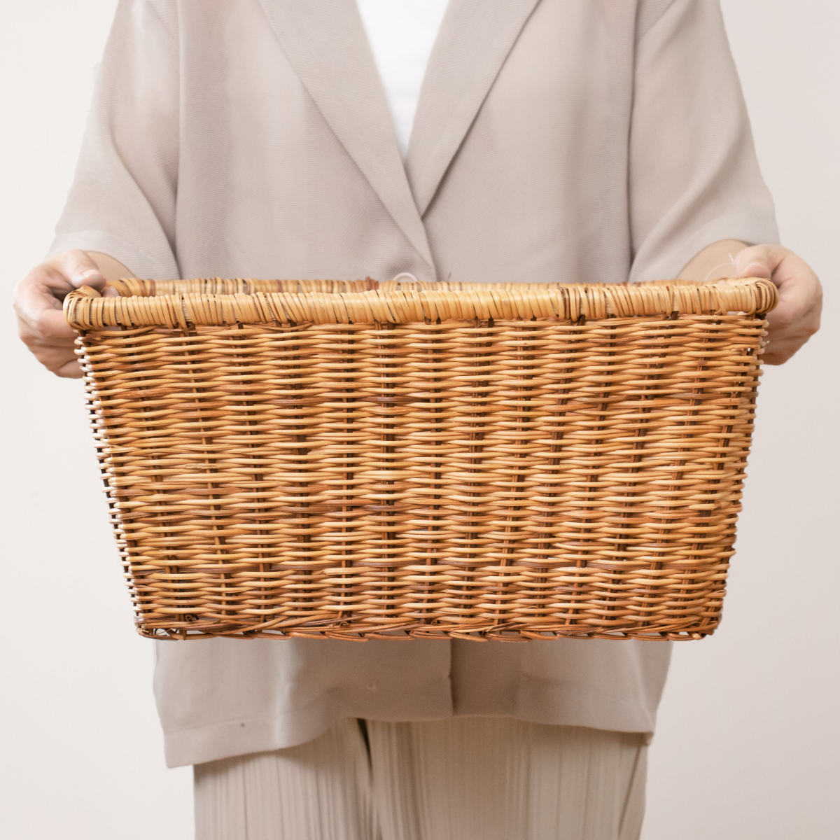 ちどり産業 かご バスケット 収納 約 幅42×奥行33.5×高さ21.5cm 天然