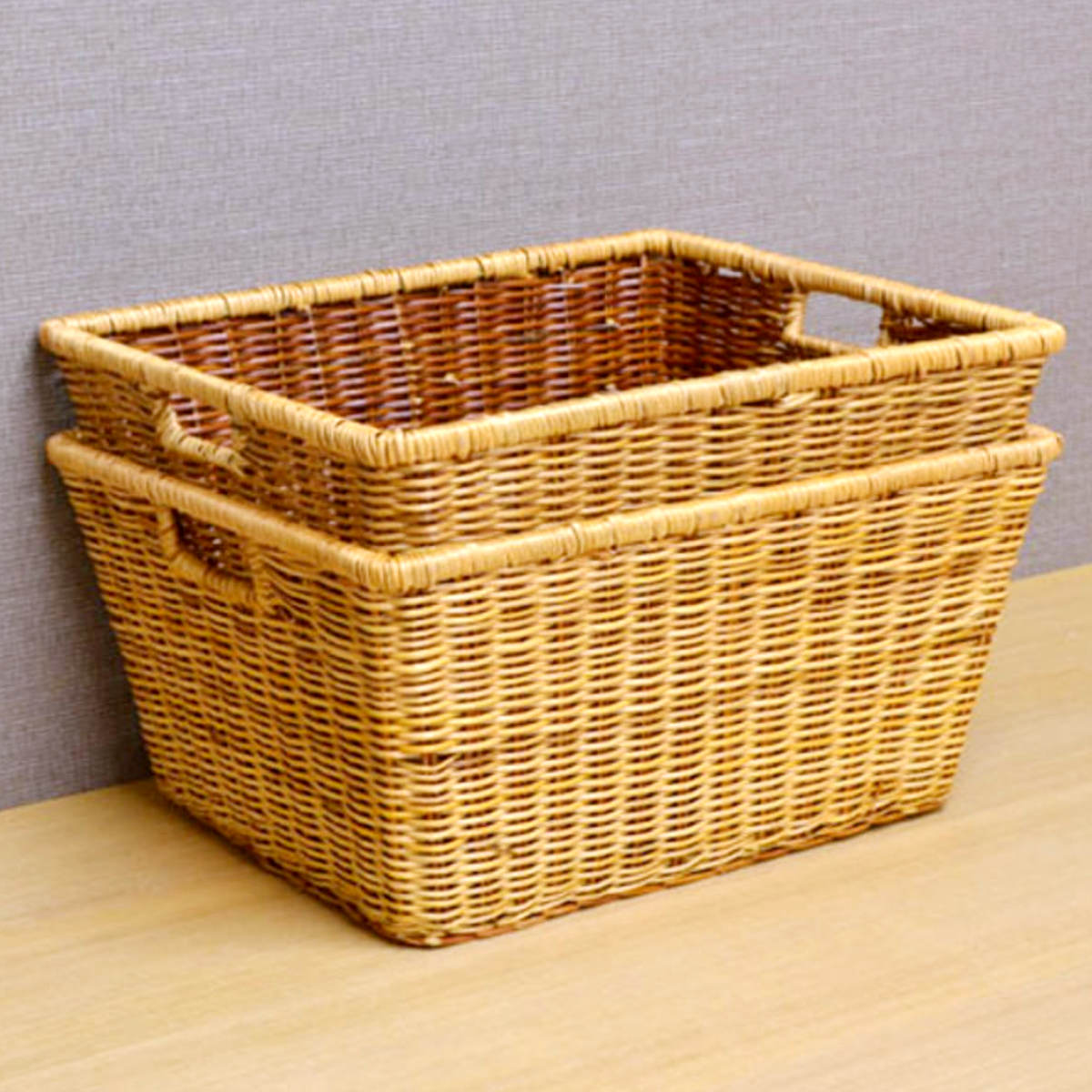 ちどり産業 かご バスケット 収納 約 幅42×奥行33.5×高さ21.5cm 天然