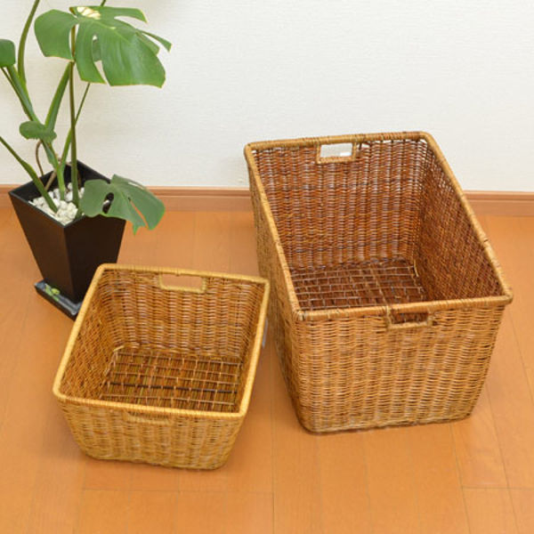 ちどり産業 収納バスケット 天然素材 Lサイズ 3個セット （ アジアン