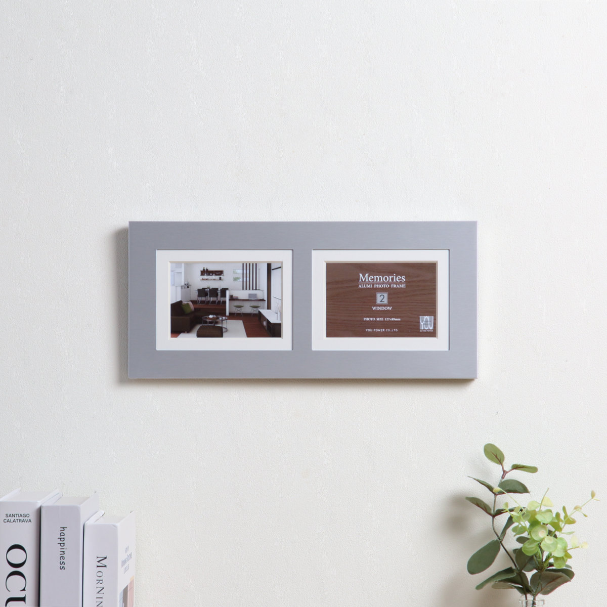 フォトフレーム メモリーズ アルミ 2ウィンドー L判 （ フォトスタンド