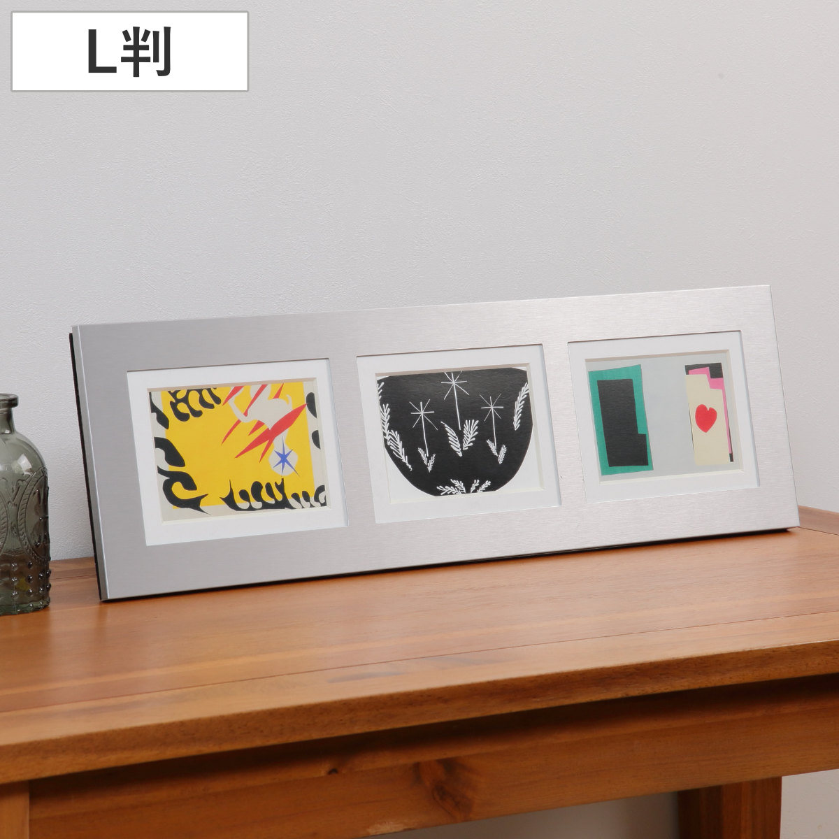 フォトフレーム メモリーズ アルミ 3ウィンドー L判 （ フォトスタンド