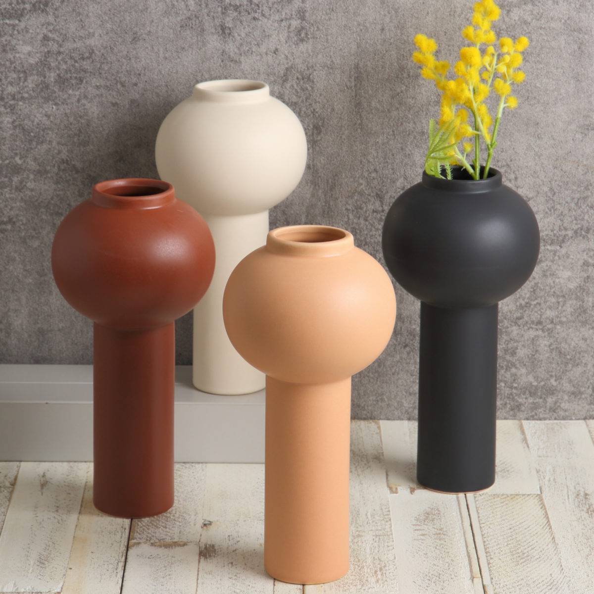 テラコッタ 円筒形 陶器 花瓶 花瓶 パレス ベース テラコッタ フラワーベース （ 花びん 花器 無地